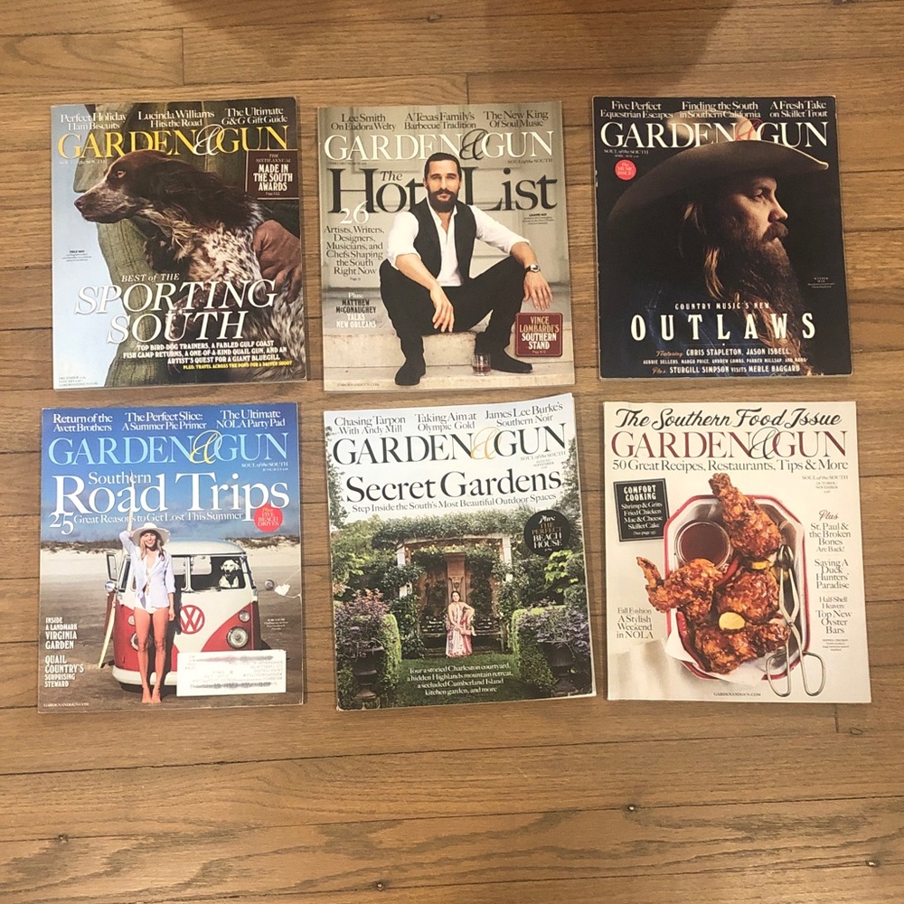 Lot of Garden & Gun Magazines December 2015 to November 2016